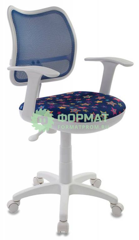 Изображение товара Кресло детское Бюрократ CH-W797/BL/STAR-BL спинка сетка синий звезды STAR-BL (пластик белый)