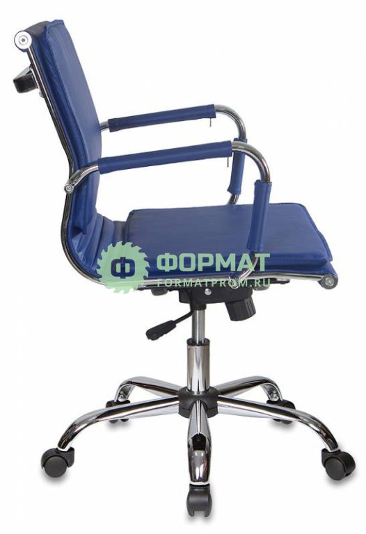 Изображение товара Кресло руководителя Бюрократ CH-993-Low/blue низкая спинка синий искусственная кожа крестовина хромированная