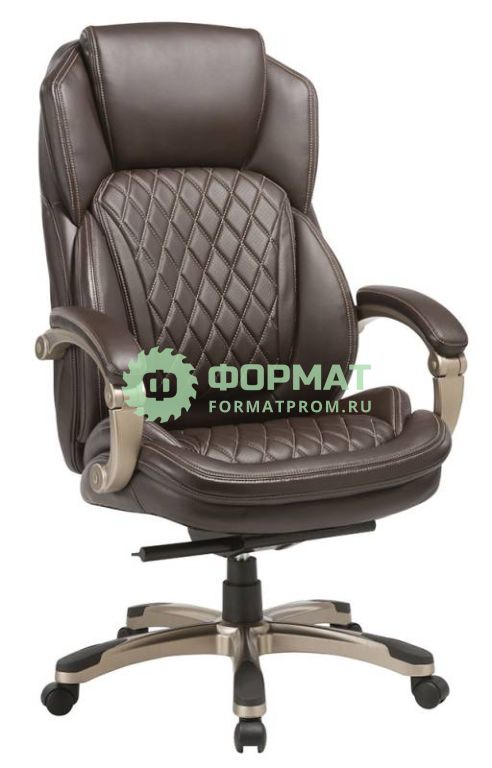 Изображение товара Кресло руководителя Бюрократ T-9915/BROWN коричневый рец.кожа/кожзам (пластик золото)