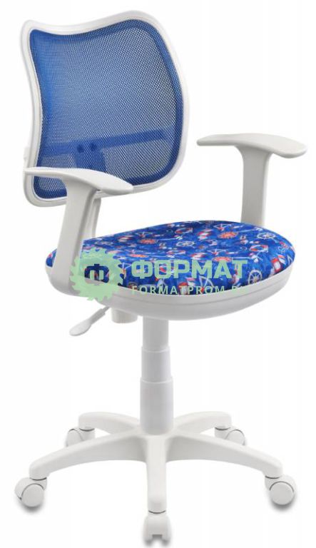 Изображение товара Кресло детское Бюрократ CH-W797/BL/SEA спинка сетка синий сиденье синий морская тематика Sea (пластик белый)