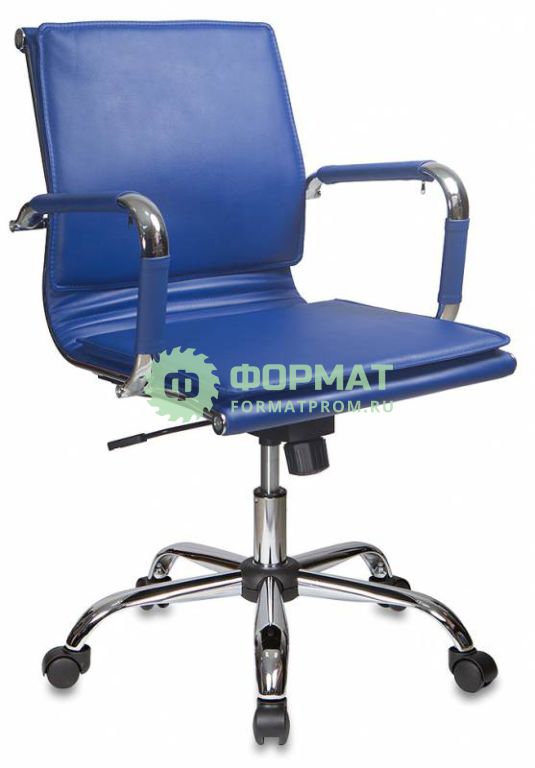 Изображение товара Кресло руководителя Бюрократ CH-993-Low/blue низкая спинка синий искусственная кожа крестовина хромированная